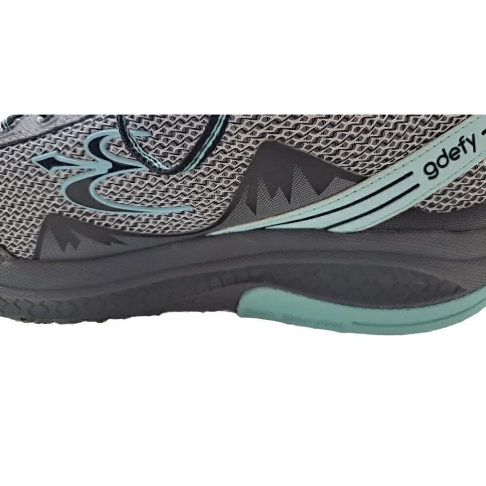 GDefy Women's 8 Mighty Walk Gray & Aqua Low Cut Lace Up Sneakers